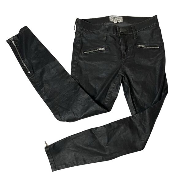 CURRENT ELLIOTT The Soho Zipped Stiletto Jeans Grey Coated Retro Skinny Size 25 - Picture 1 of 10